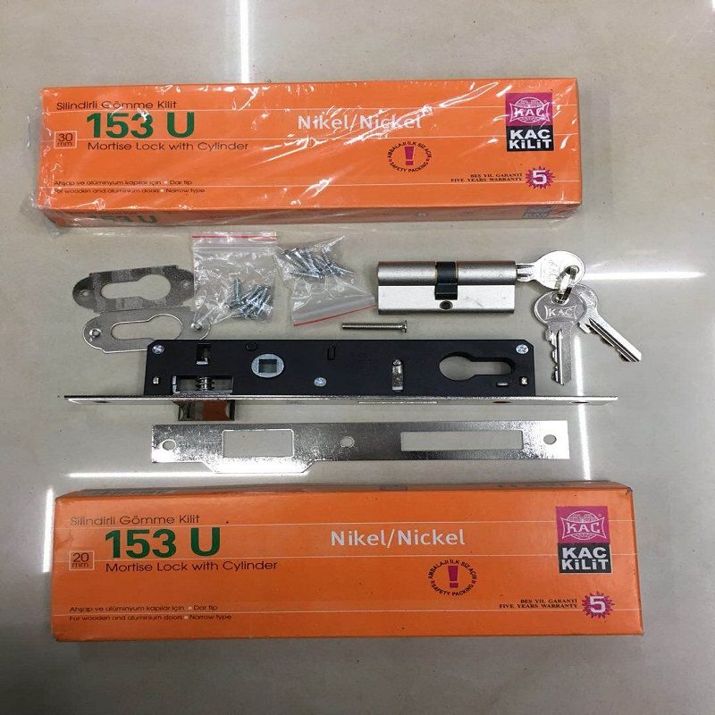 KAC153U-20-25-30MM；铝合金门锁体+锁芯；锁体和锁芯详情图1