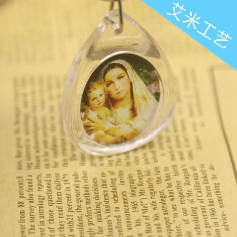 Yiwu factory direct sales keychains, teardrop-shaped double-sided acrylic keychains, plastic keychains, can be customized with any LOGO details Picture