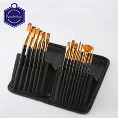 15支组合优质尼龙毛画笔黑包套装 适用于水彩丙烯油画 批发