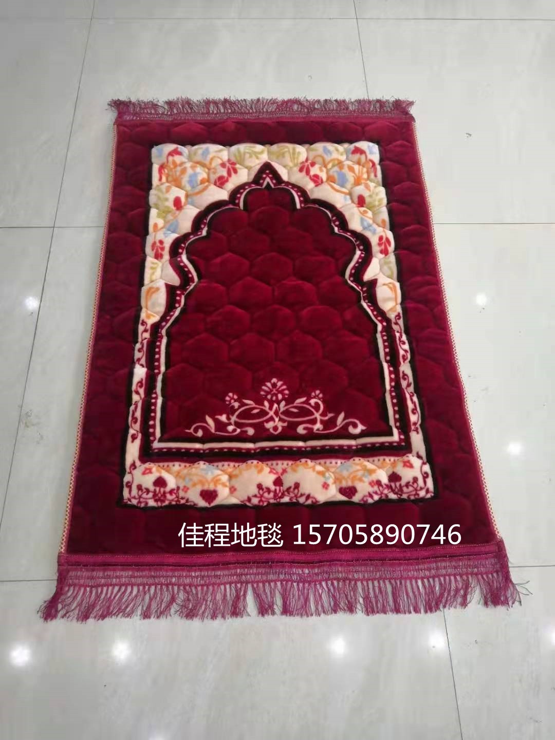 法兰绒材质祷告毯礼拜毯毯印花行缝毛毯地毯礼拜地毯穆斯林毯防滑垫朝拜毯80*120cm详情8
