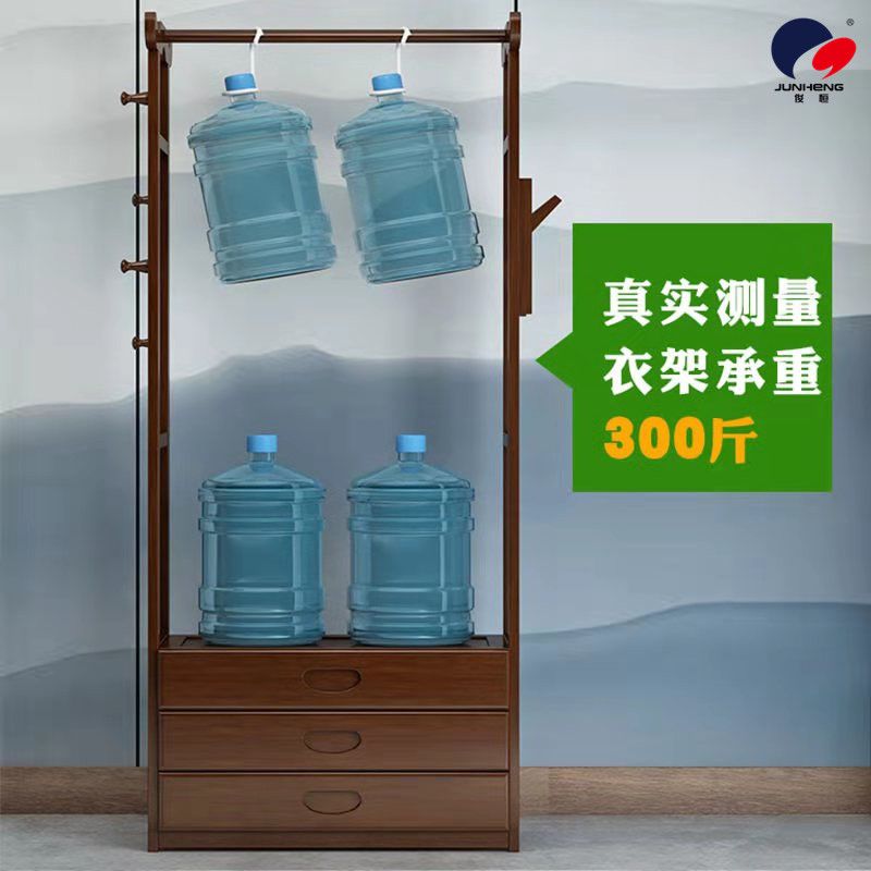 Bamboo simple clothes rack floor clothes rack hangers bedroom clothes rack living room storage rack modern home Item Picture