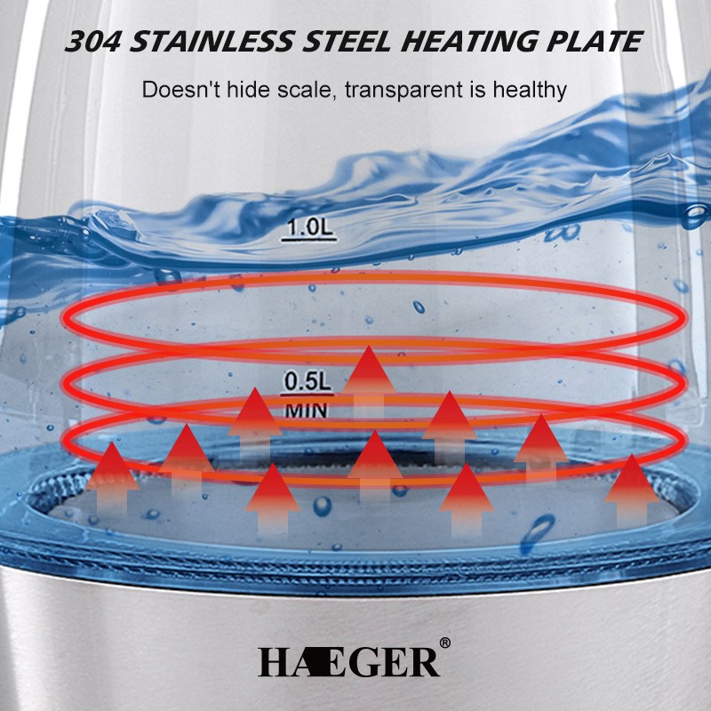 European standard 2.0L high borosilicate glass hot water kettle with blue light, automatic power-off and anti-dry-burning electric kettle R.7818 detail image 6