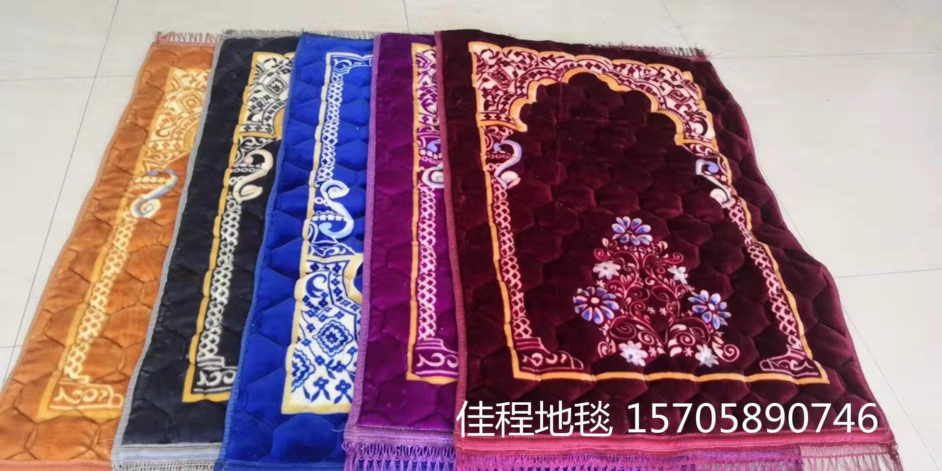 法兰绒材质祷告毯礼拜毯毯印花行缝毛毯地毯礼拜地毯穆斯林毯防滑垫朝拜毯80*120cm详情15
