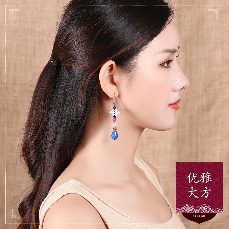 民族风中国结饰品旗袍耳环长款复古百搭气质流苏耳坠文艺耳饰