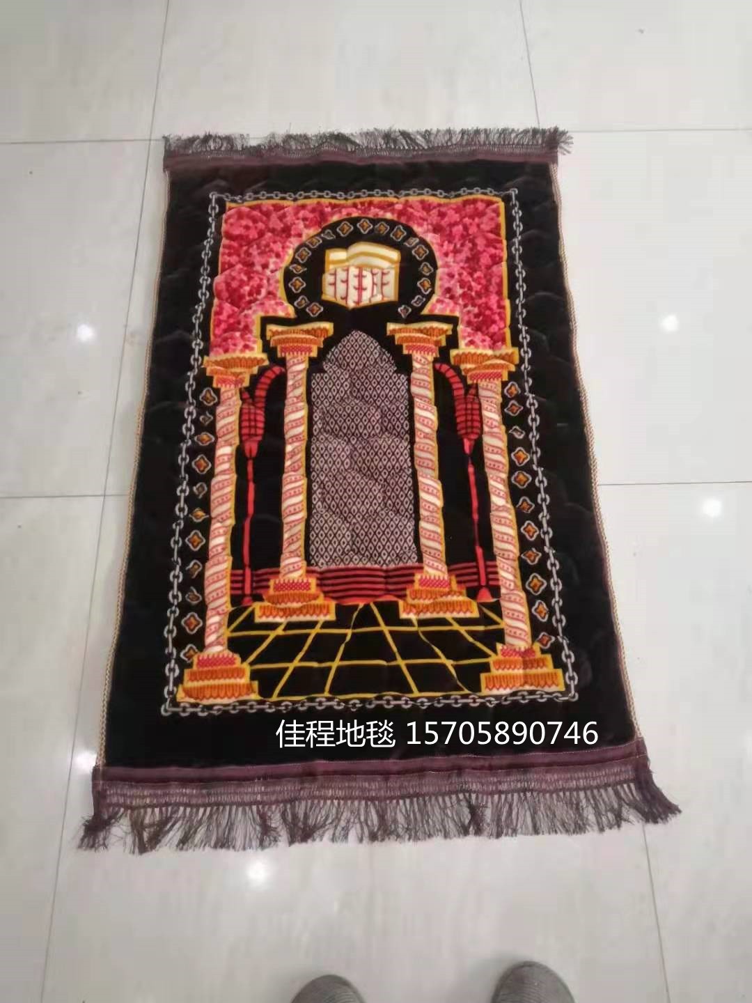 法兰绒材质祷告毯礼拜毯毯印花行缝毛毯地毯礼拜地毯穆斯林毯防滑垫朝拜毯80*120cm详情6