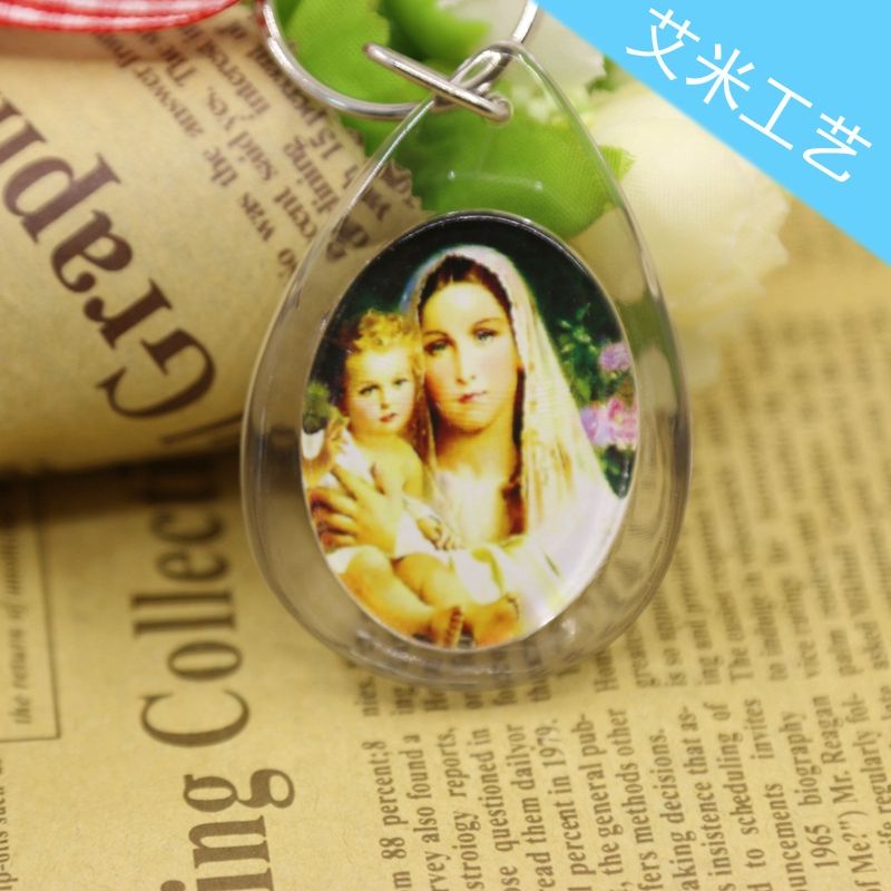 Yiwu factory direct sales keychains, teardrop-shaped double-sided acrylic keychains, plastic keychains, can be customized with any LOGO Specification image