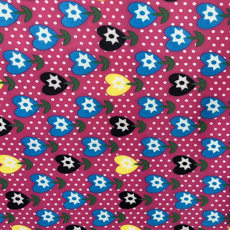The color-printed series features 100% polyester fabric with a bottom PVC foam for printed heart saplings detail image 1