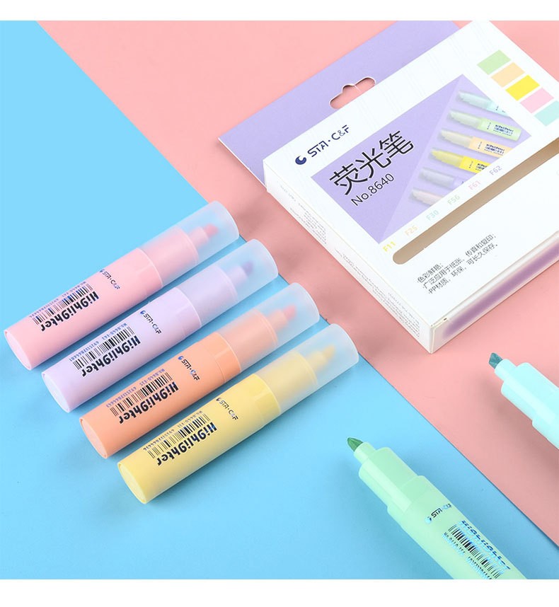 STA Water-based marker pen, slanted marker pen, student erasable pen, key point drawing, color highlighter pen set pic 19