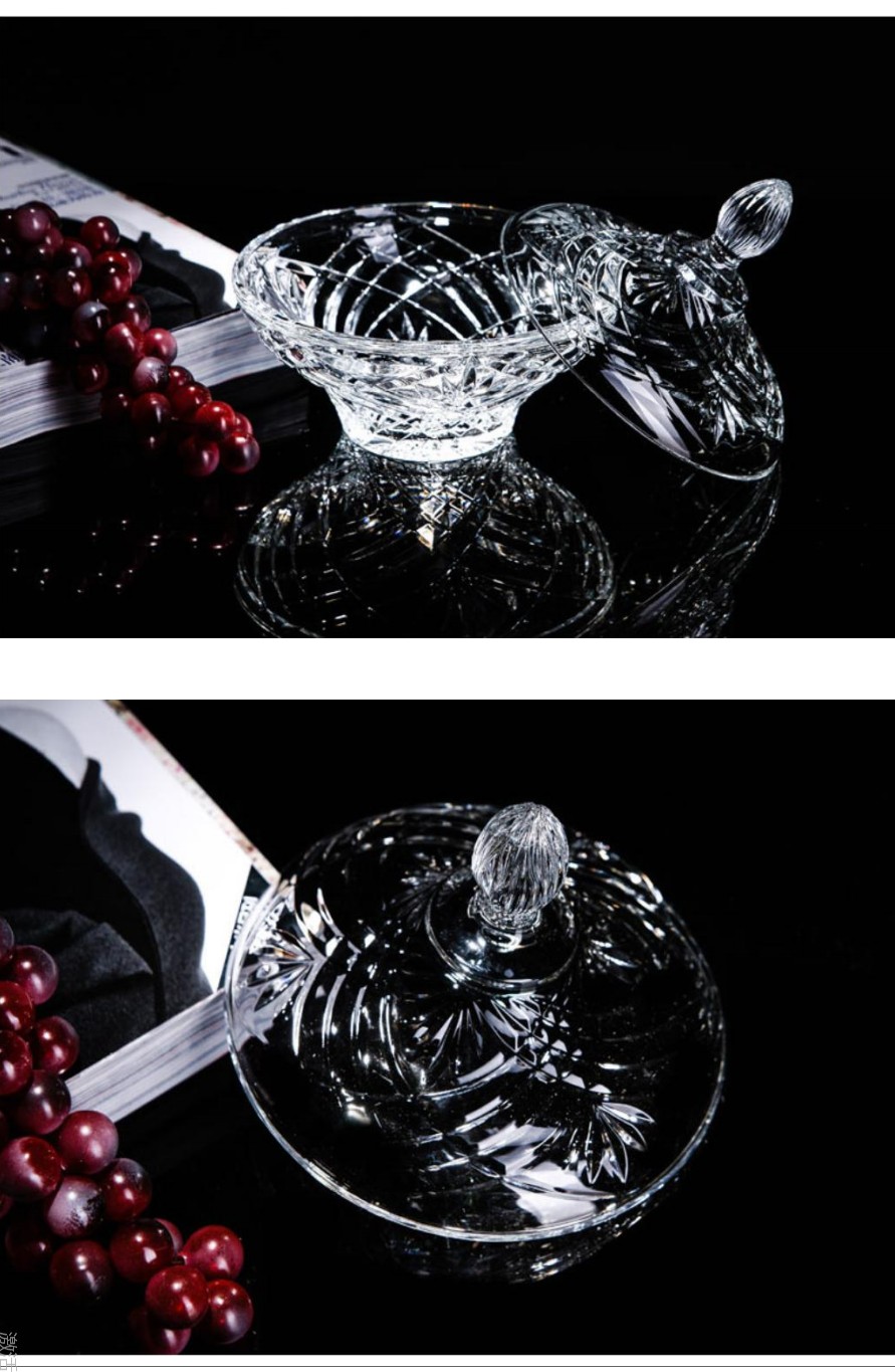 Italian original imported crystal glass candy box, fruit plate, dried fruit box, basin, fruit bucket, sugar VAT with lid detail image 4