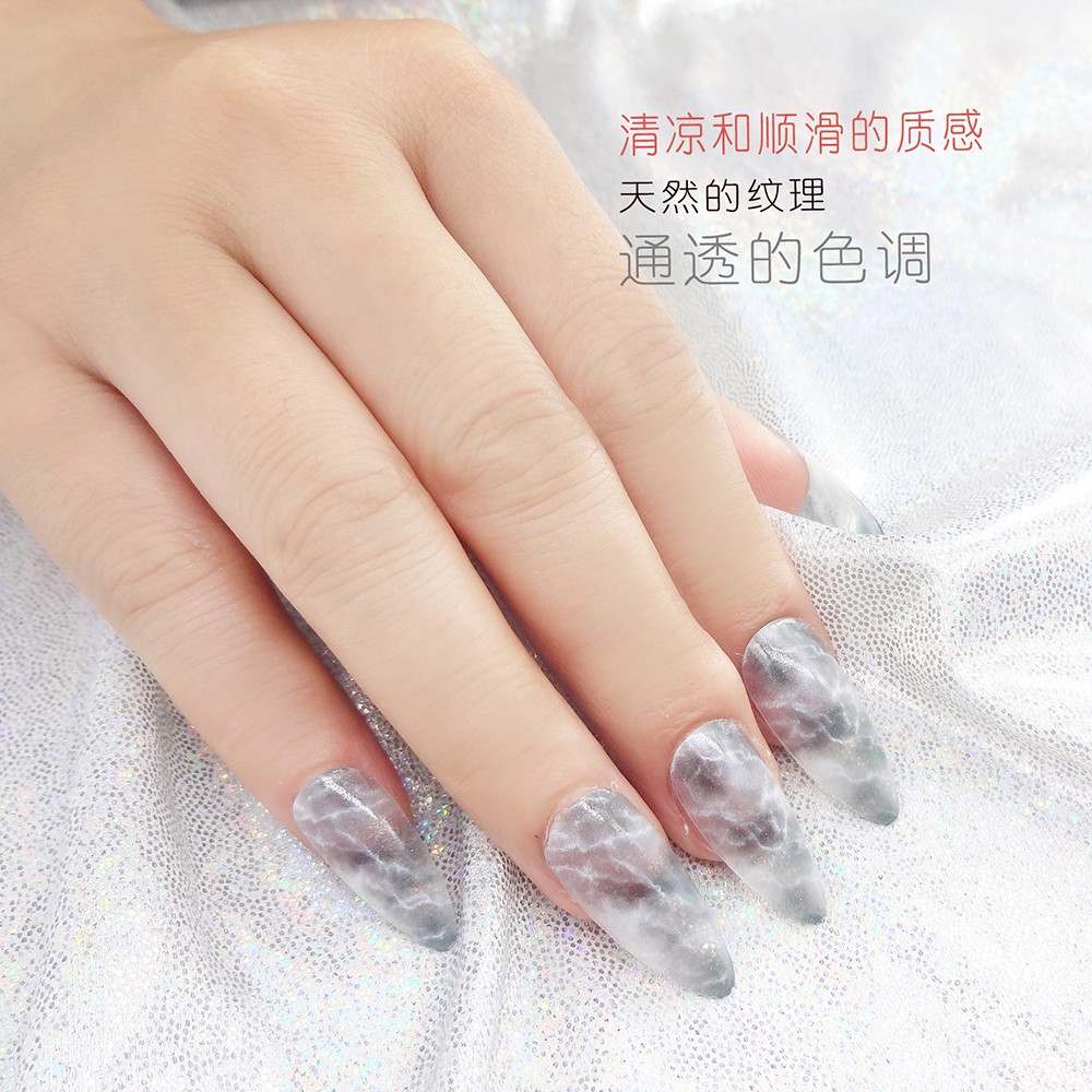 24-piece wearable nail art with European and American marble patterns and summer style, custom-made new style, factory direct sales pic 2