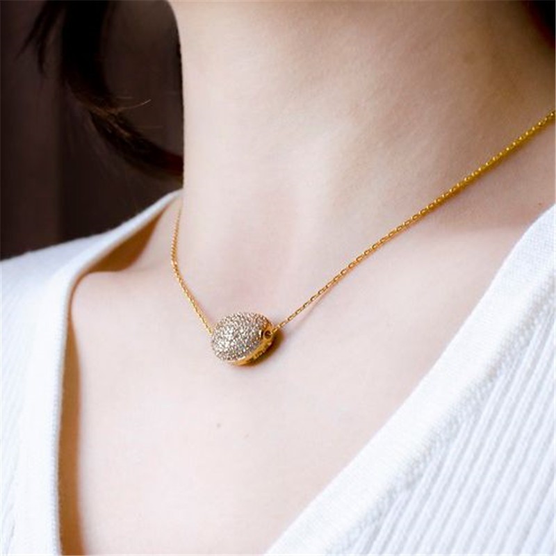 蛋型项链小众轻奢保色网红锁骨链新款时尚冷淡风玫瑰金气质详情图1