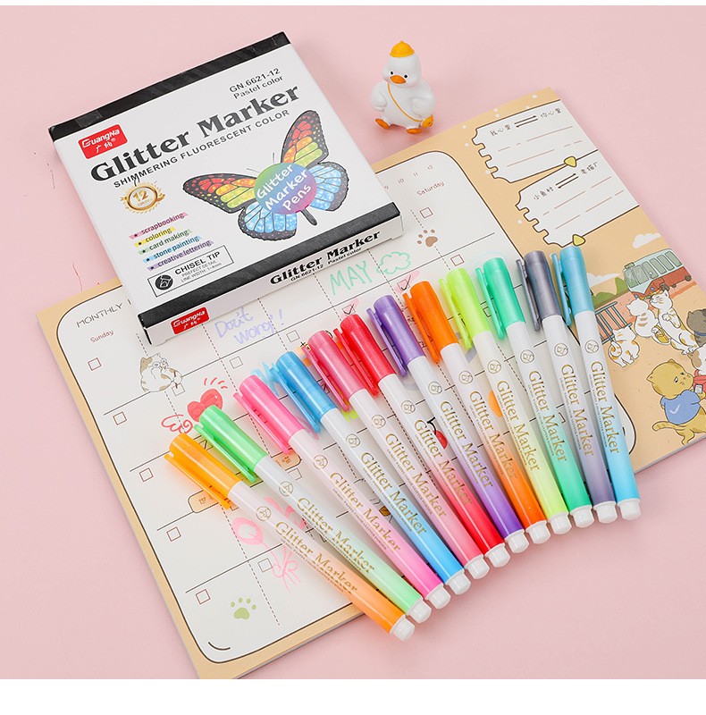 Guangna 6621 Flash Pen 12-color Highlighter Pen Set, student Key marking Pen, Doodle pen, Journal Pen, Gel Pen pic 19