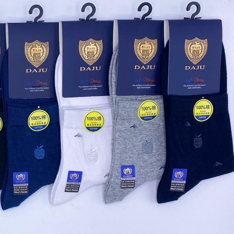 大桔男士100%精梳棉春夏刺绣中筒中腰商务袜1161详情图2