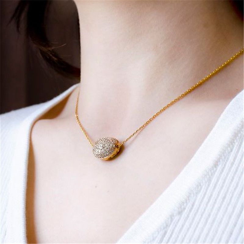 蛋型项链小众轻奢保色网红锁骨链新款时尚冷淡风玫瑰金气质