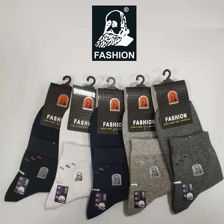 老人头男士精梳棉春夏款刺绣中筒中腰商务袜9508详情图1