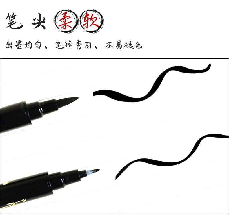 Jin Wannian G-0995 Double-headed Elegant Outlined Pen box set, student calligraphy practice and copying pen, soft pen tip, scripture copying pen detail image 3