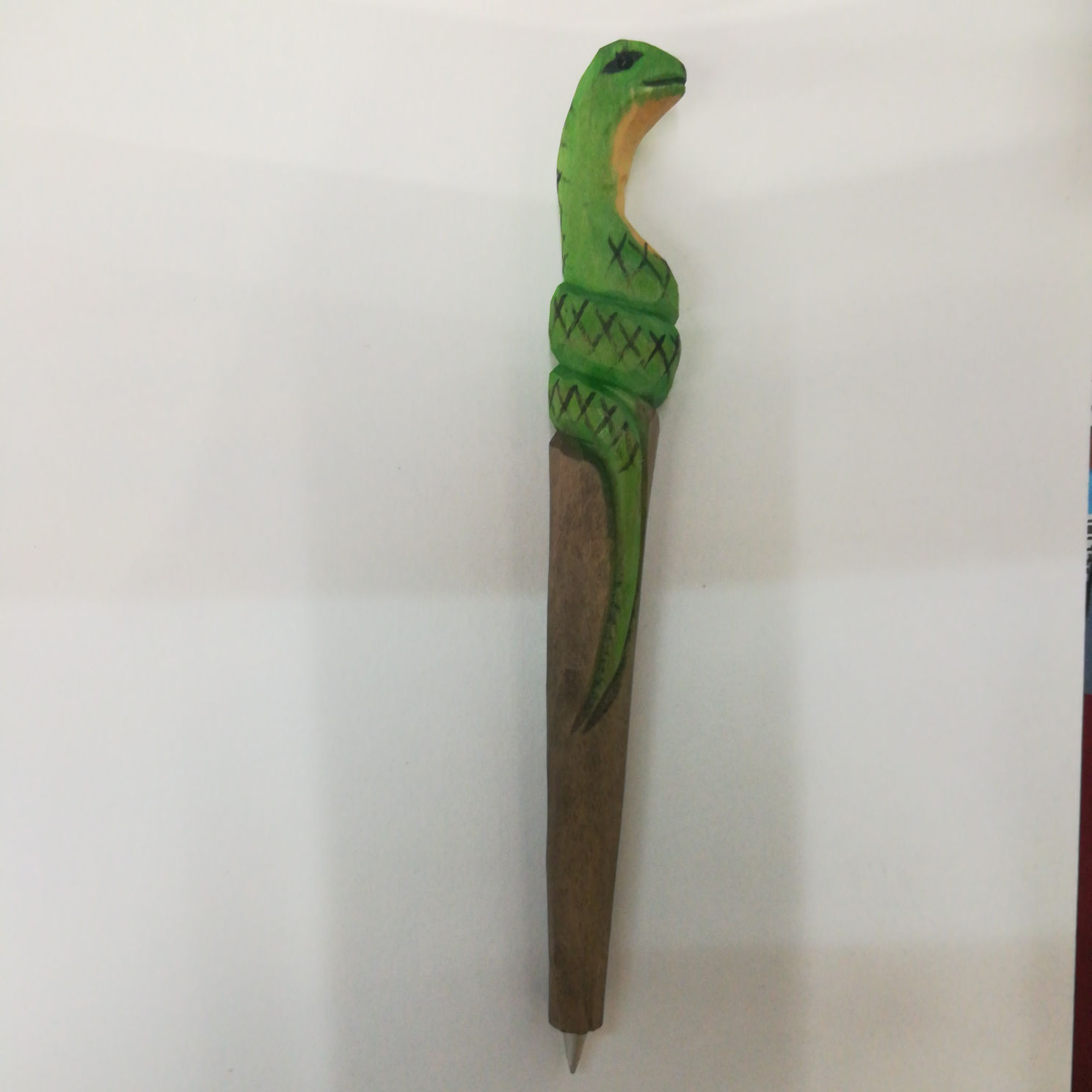 旅游纪念品纯手工雕刻木头仿真蜷蛇礼品工艺圆珠笔
