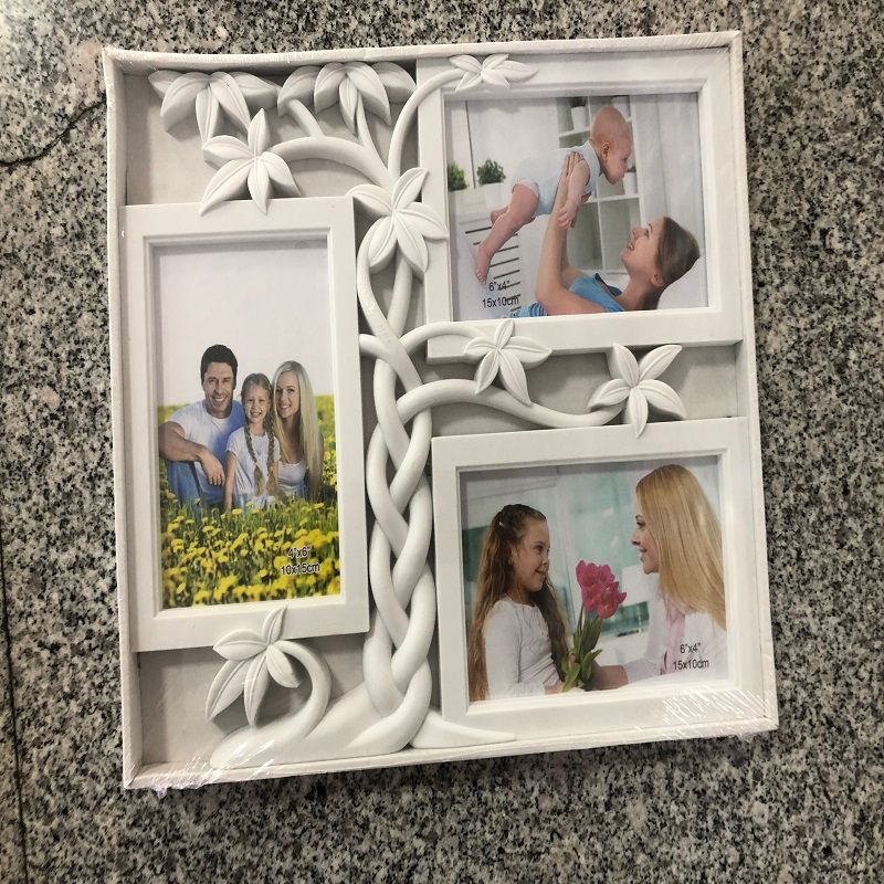 竹子造型3孔相框清新简约3张6寸照片组合塑料相框