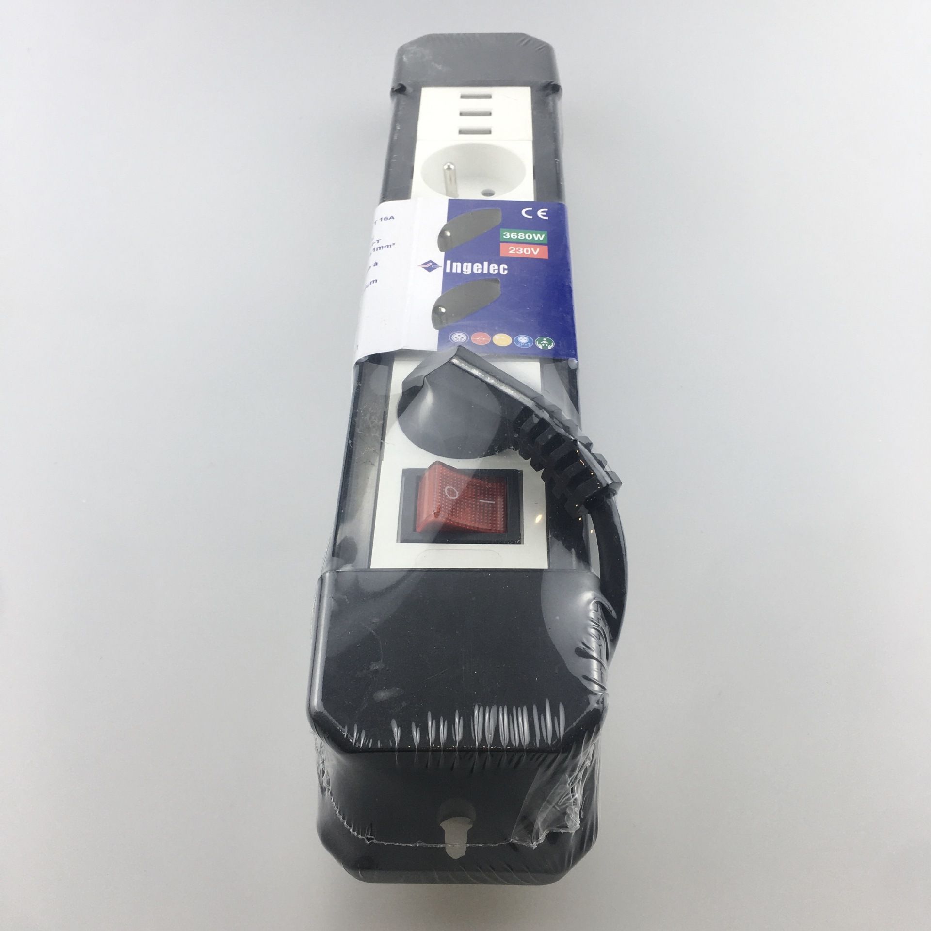 Power strip with cable, 3USB sockets, French sockets, European standard and French standard sockets, 1.5-meter power strip with switch
