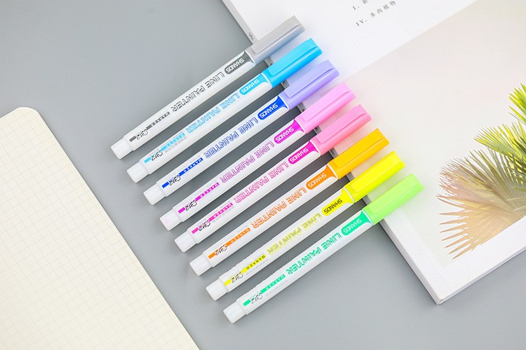 Shanzhi Highlighter pens, colored double-line pens, 8-color set of marker pens, journal marker pens, Glitter markers, contour pens pic 3