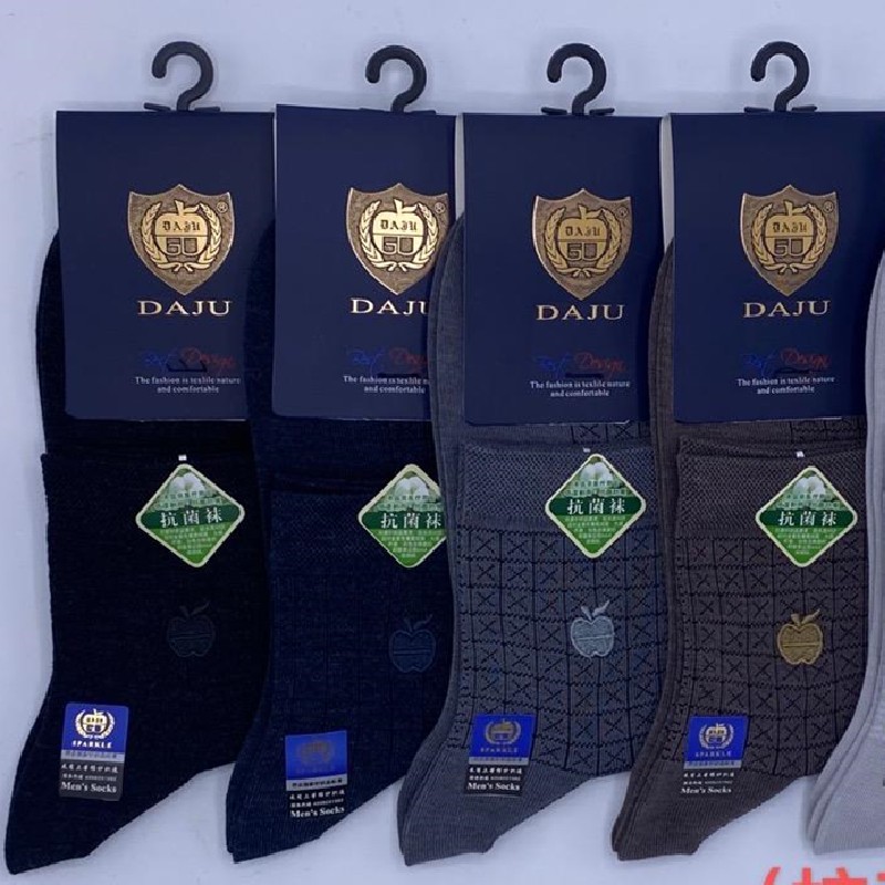 大桔男士精梳棉抗菌防臭春夏刺绣中筒中腰商务袜1164详情图1