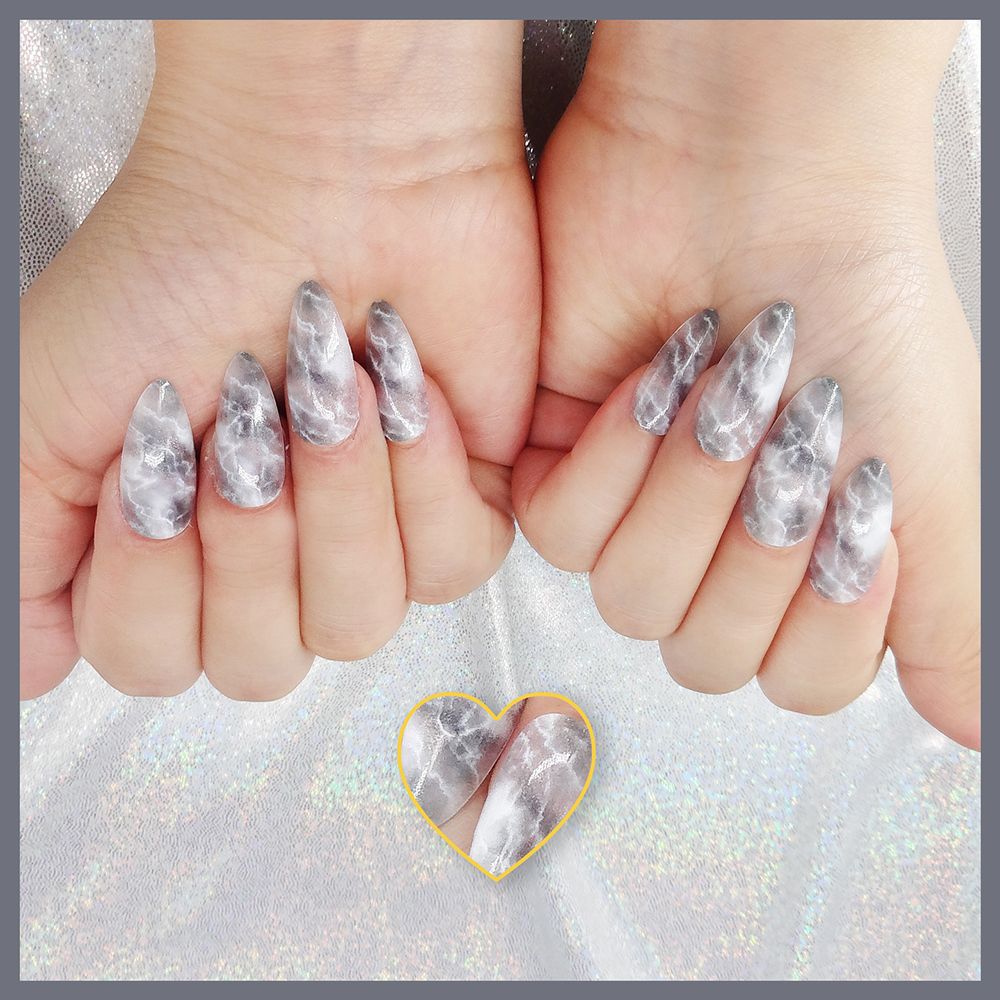 24-piece wearable nail art with European and American marble patterns and summer style, custom-made new style, factory direct sales Specification image