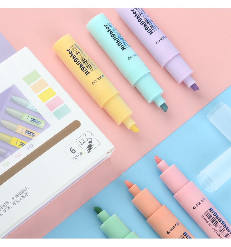 STA Water-based marker pen, slanted marker pen, student erasable pen, key point drawing, color highlighter pen set pic 18