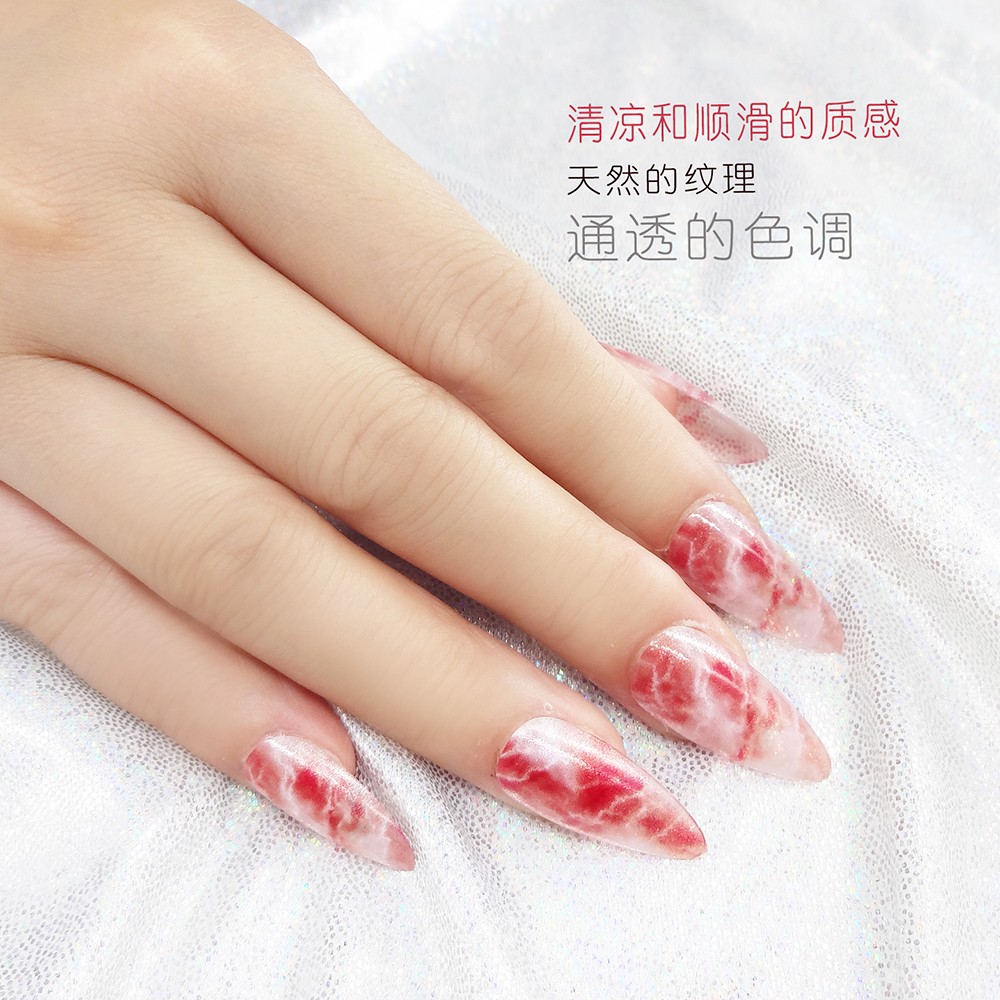 24片穿戴甲片欧美杏仁甲可拆卸美甲贴片长款假指甲大理石海岛定做指甲详情3
