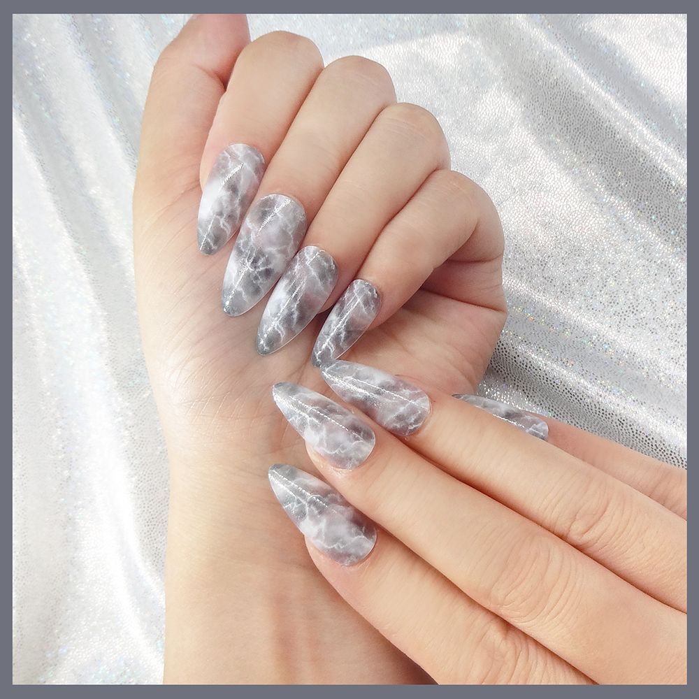 24-piece wearable nail art with European and American marble patterns and summer style, custom-made new style, factory direct sales details Picture