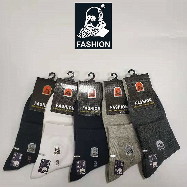 老人头男士精梳棉春夏款刺绣中筒中腰商务袜9503详情图1