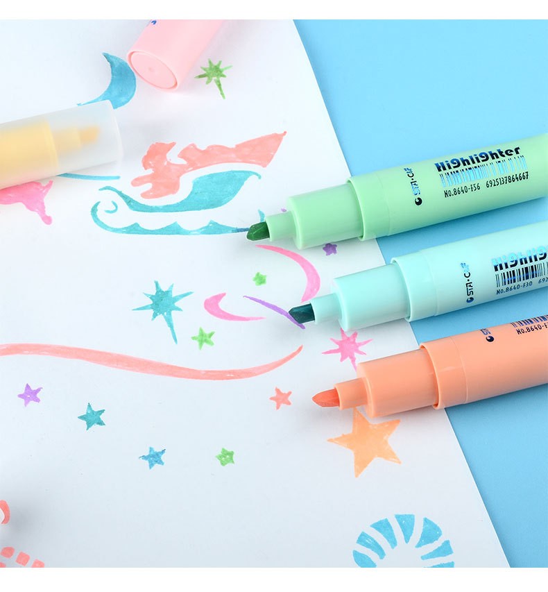 STA Water-based marker pen, slanted marker pen, student erasable pen, key point drawing, color highlighter pen set pic 20