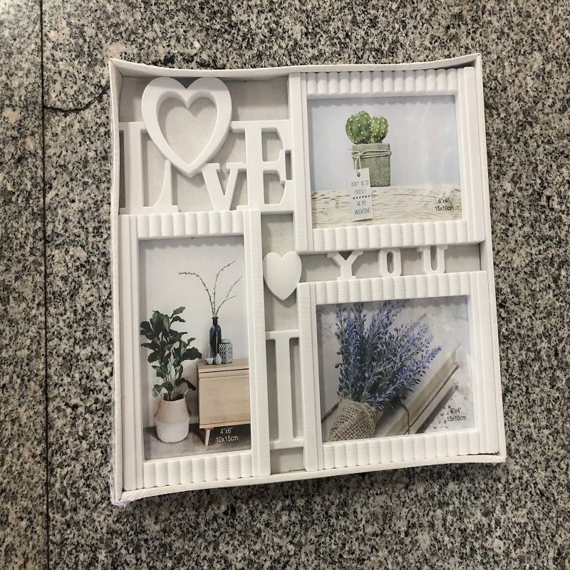 3孔I LOVE YOU造型相框爱心简约3张6寸照片组合塑料相框