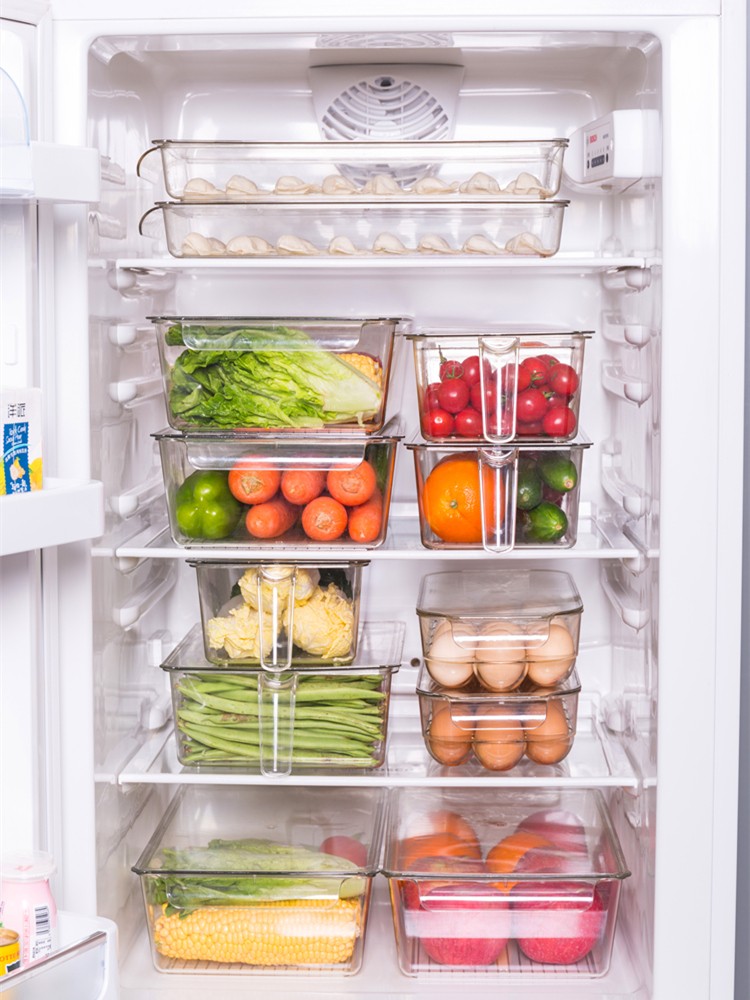 270冰箱收纳盒 带盖分隔高透加大短柄厨房食品级PET大容量果蔬储物盒详情图3