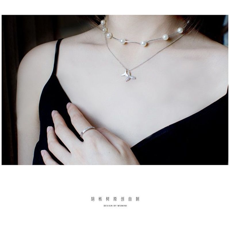 项链女/珍珠项链/贝壳白底实物图