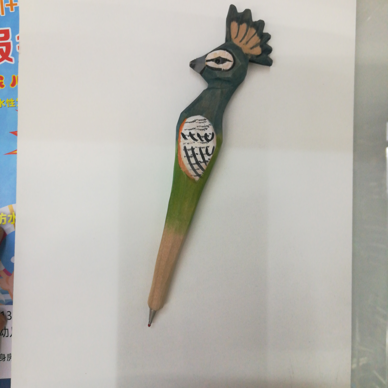 纯手工旅游纪念品木头雕刻仿真孔雀木头工艺礼品圆珠笔