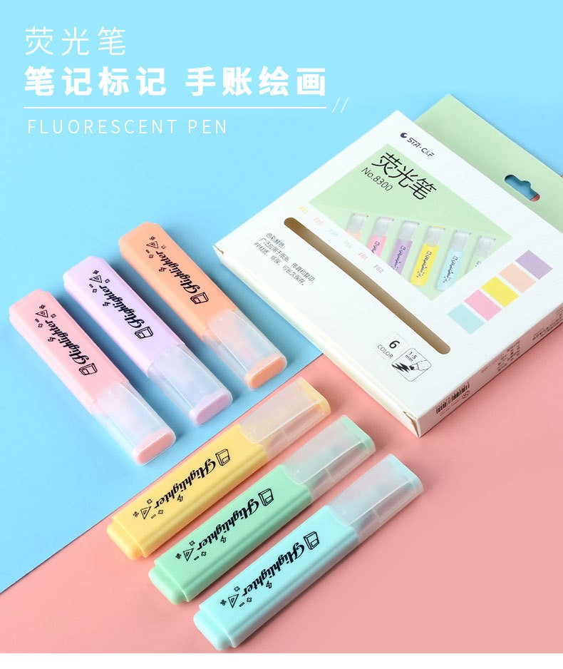 STA Water-based marker pen, slanted marker pen, student erasable pen, key point drawing, color highlighter pen set pic 2