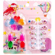 儿童彩妆玩具卡通水溶性可水洗双瓶指甲油套装梅花唇彩美甲片饰品