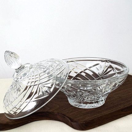 Italian original imported crystal glass candy box, fruit plate, dried fruit box, basin, fruit bucket, sugar VAT with lid