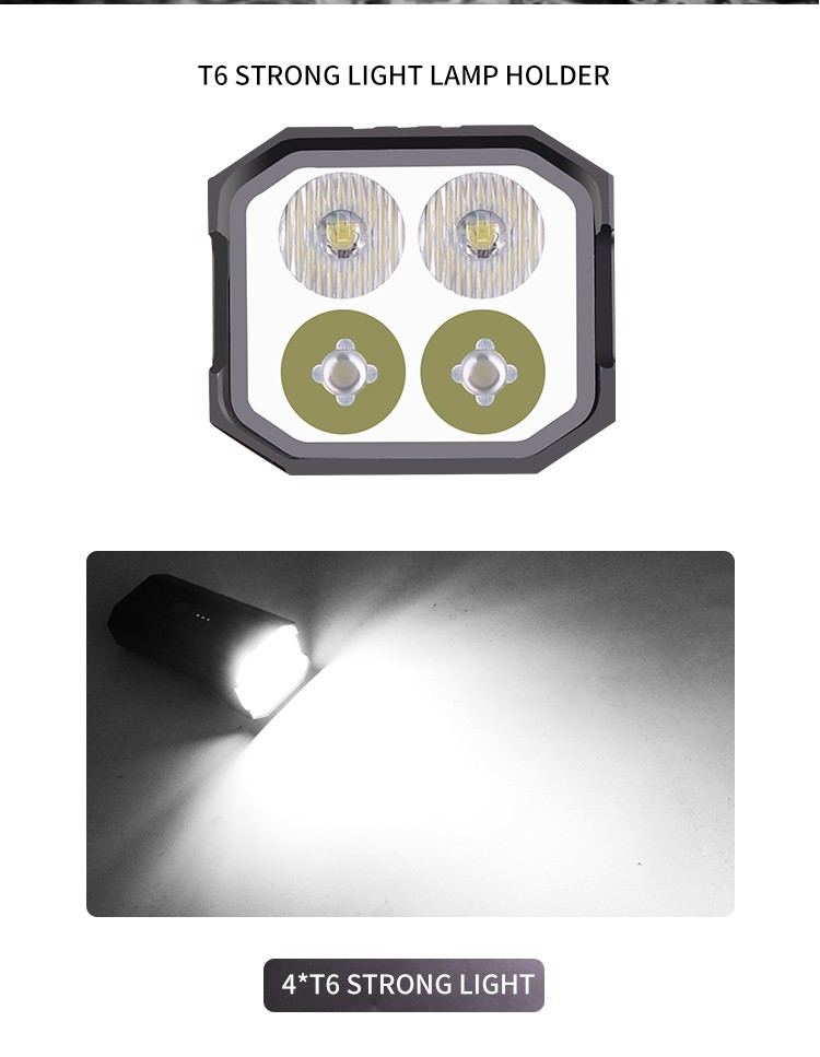 Z026 New 4T6 high-intensity bicycle headlight, USB charging, battery level display, bicycle light and riding light detail image 7