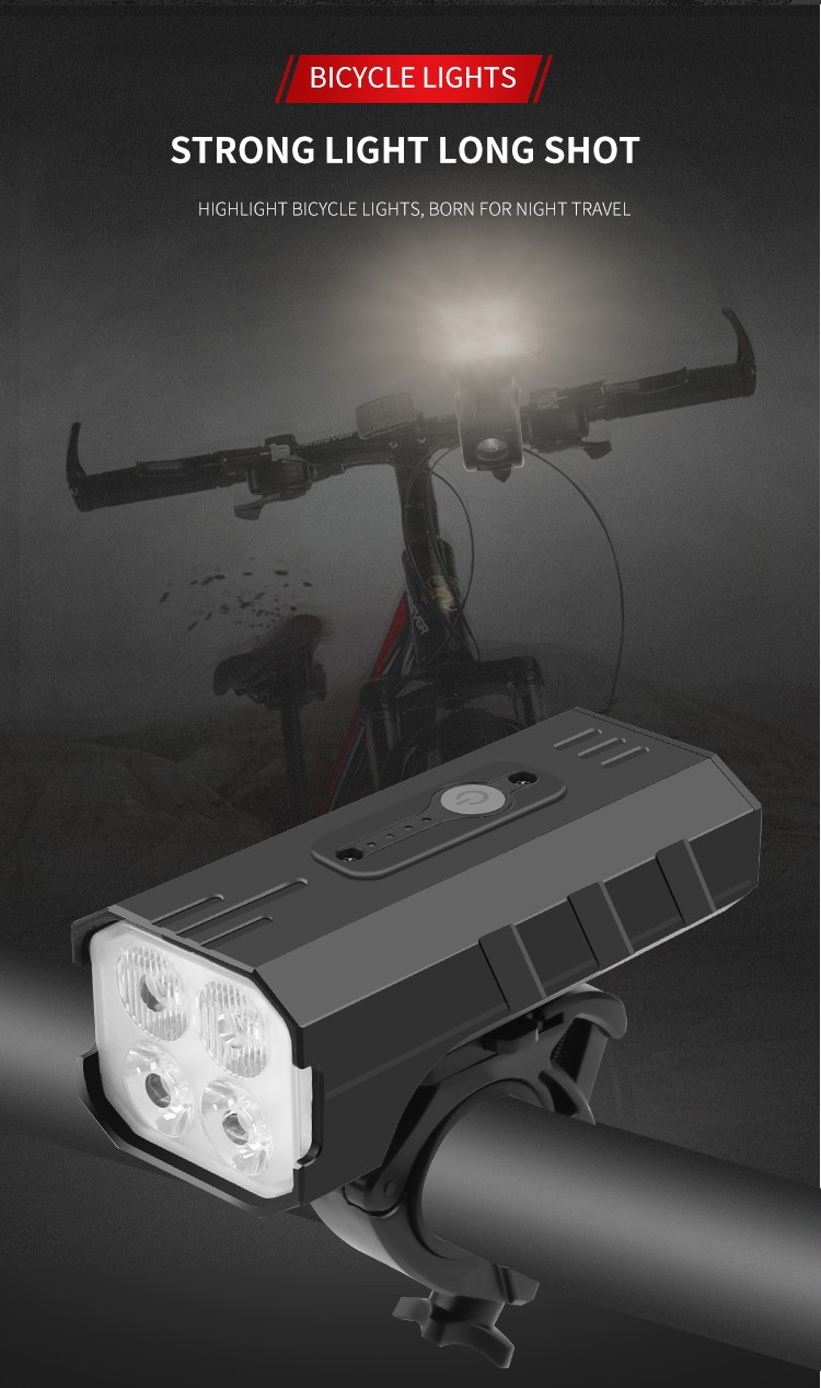 Z026 New 4T6 high-intensity bicycle headlight, USB charging, battery level display, bicycle light and riding light detail image 14