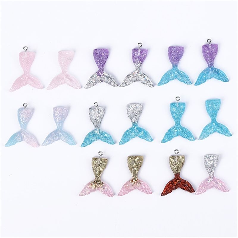 Resin Fishtail Mermaid Tail Accessories Fishtail Pendant Gradient Fishtail Application Scenario