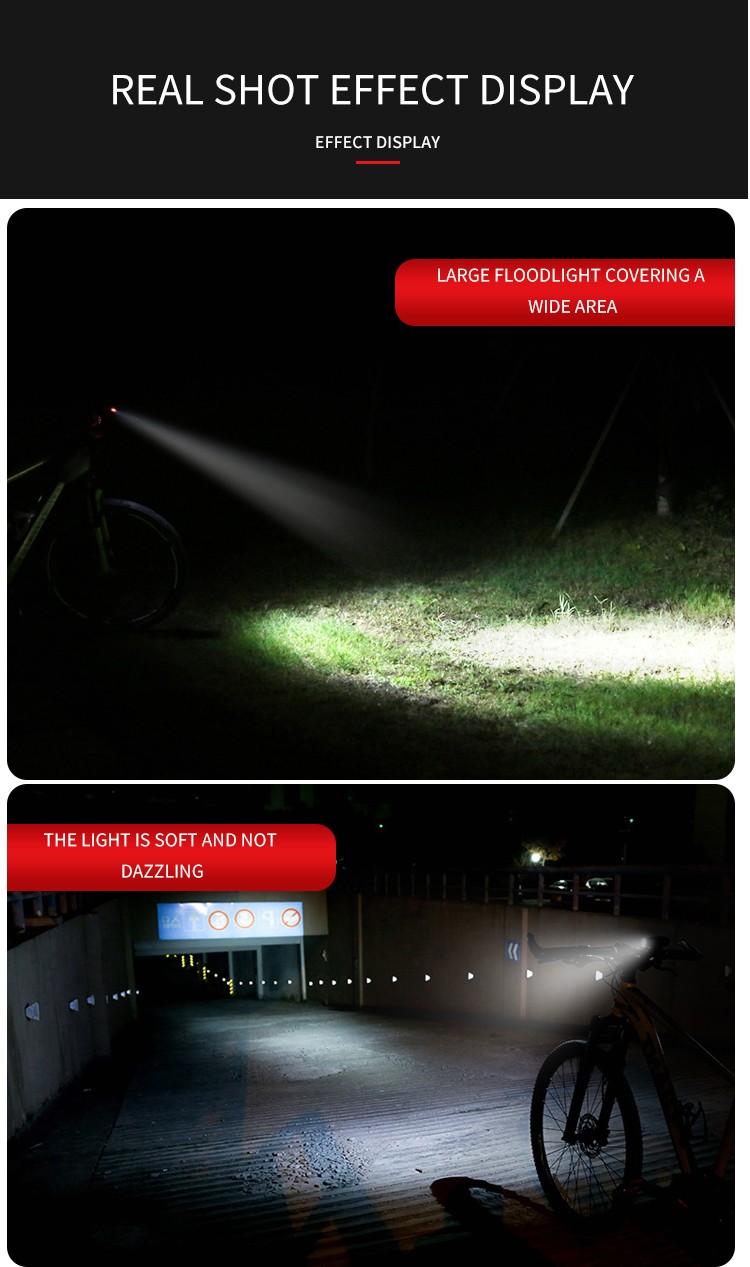 Z026 New 4T6 high-intensity bicycle headlight, USB charging, battery level display, bicycle light and riding light detail image 13