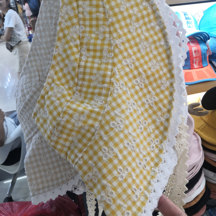 大沿格子空顶男童女童防晒百搭帽子