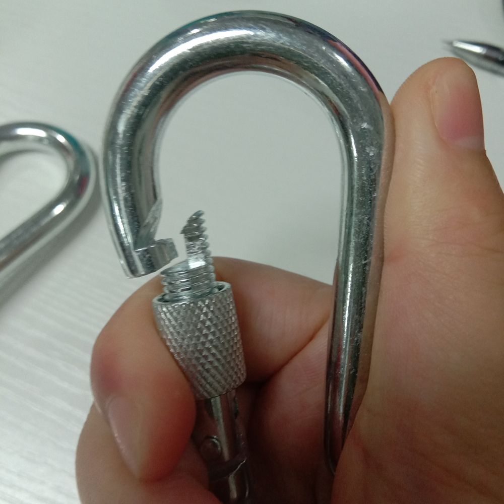 Screw spring hook hoist buckle, iron galvanized mountaineering buckle 5*50