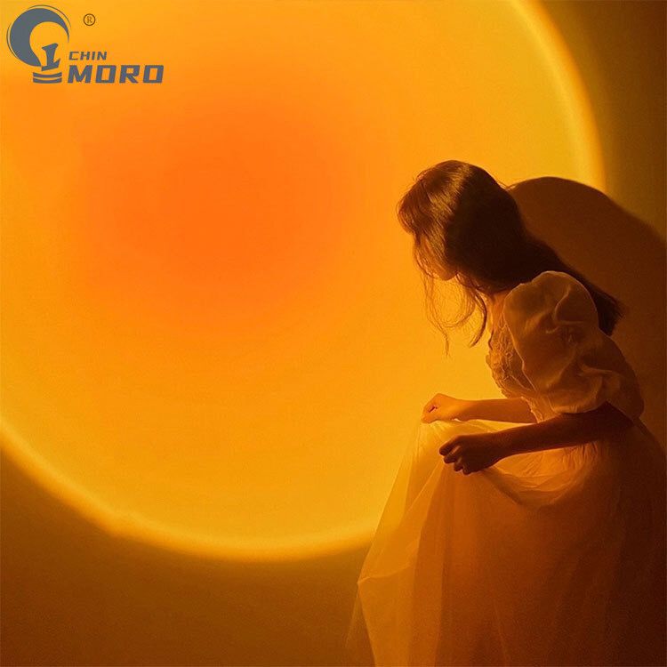 LED灯彩虹投影灯落日灯日不落灯网红直播背景投影氛围台灯细节图