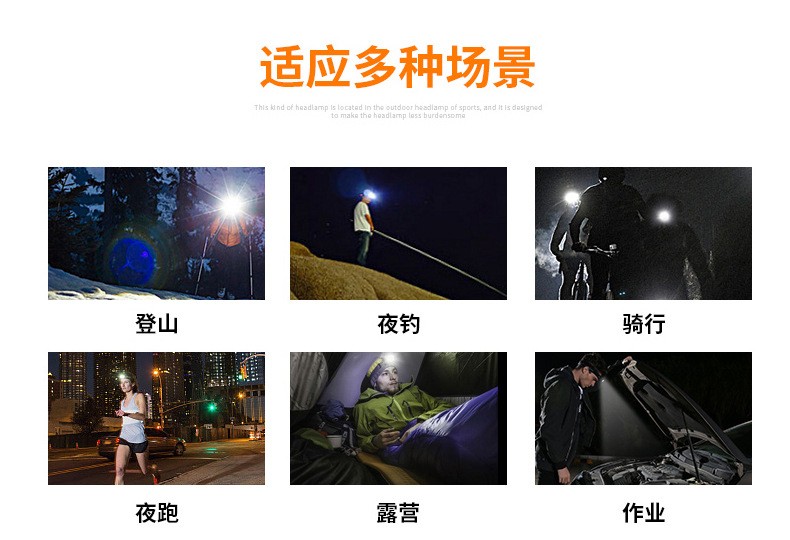NF-611G wave sensor headlamp, USB charging headlamp, COB outdoor head-mounted flashlight, 18650 lighting emergency light detail image 2
