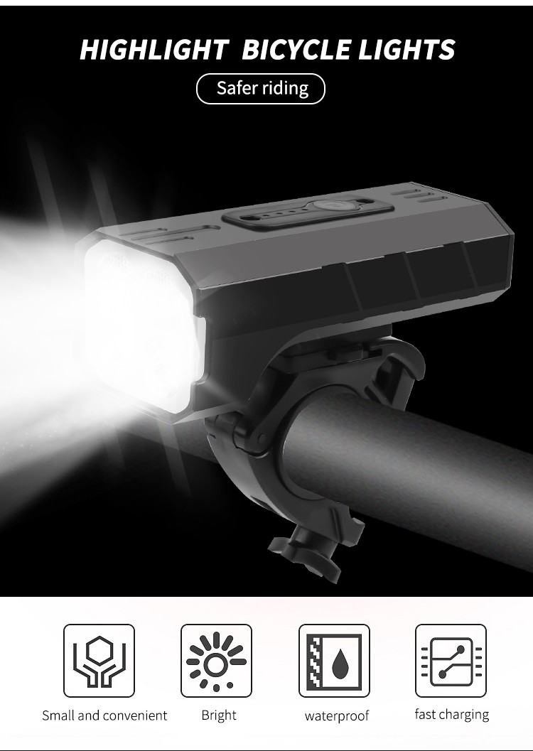 Z026 New 4T6 high-intensity bicycle headlight, USB charging, battery level display, bicycle light and riding light detail image 5