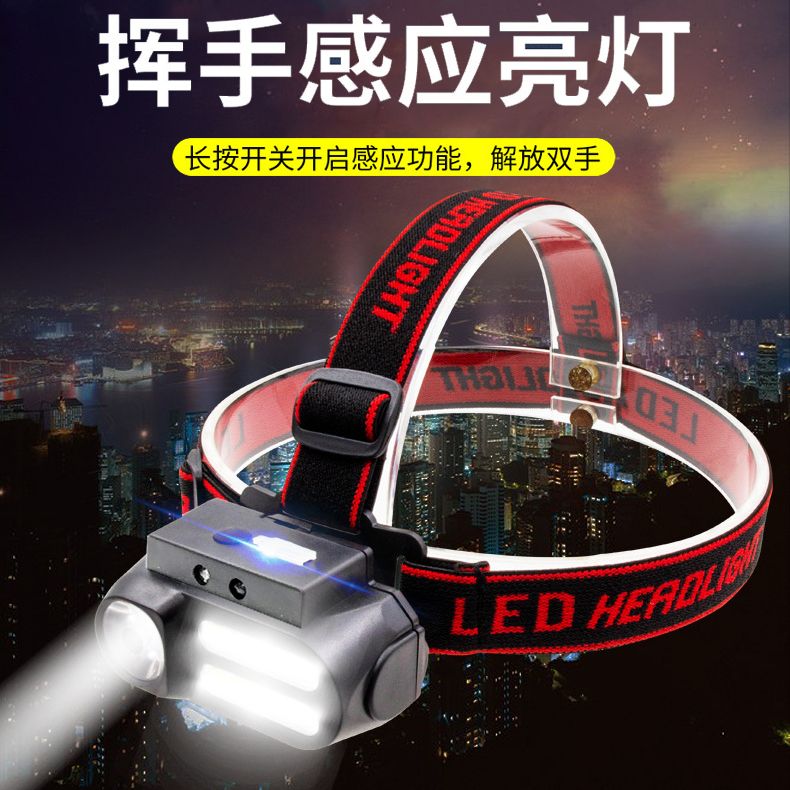 NF-611G wing-hand sensor headlight USB recargable headlight COB outdoor headlight 18650 luz de emergencia iluminada