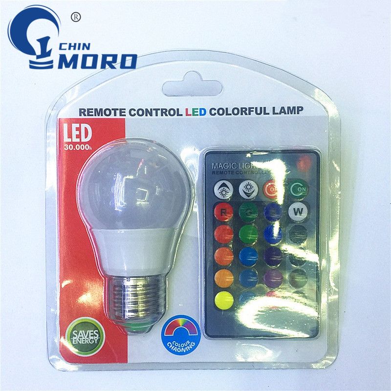LED灯RGB灯泡带摇控球泡灯3W 7W 9W  12W白底实物图