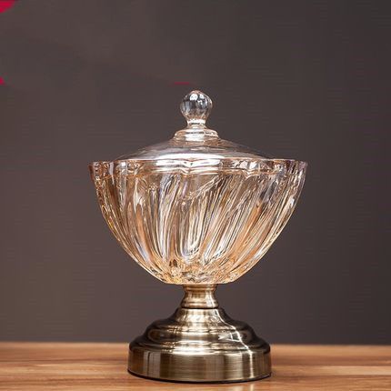 欧式 水晶玻璃糖果储物罐 摆件 创意家居 带盖图